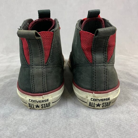 Converse John Varvatos Men Shoes 9 Gray Red Mid Top Leather Sneakers Rock Skater - Picture 8 of 12